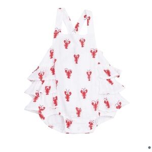 Angel Dear New Lobster Organic Muslin Ruffle Sunsuit NWT Size 18-24 months